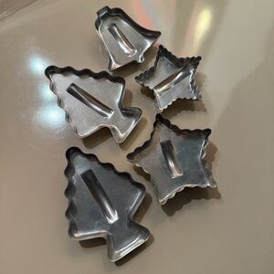 Vintage Mirro Aluminum  Holiday Cookie Cutters Set of 5